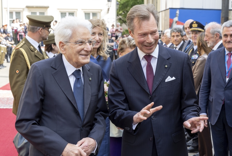 Il Presidente della Repubblica Sergio Mattarella con S.A.R. Il Granduca di Lussemburgo, Enrico di Lussemburgo, in occasione della visita ufficiale nel Granducato di Lussemburgo