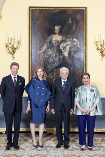  Il Presidente della Repubblica Sergio Mattarella e la Signora Laura con S.A.R. Il Granduca di Lussemburgo, Enrico di Lussemburgo, e S.A.R. la Granduchessa di Lussemburgo, Maria Teresa di Lussemburgo, in occasione della visita ufficiale nel Granducato di Lussemburgo