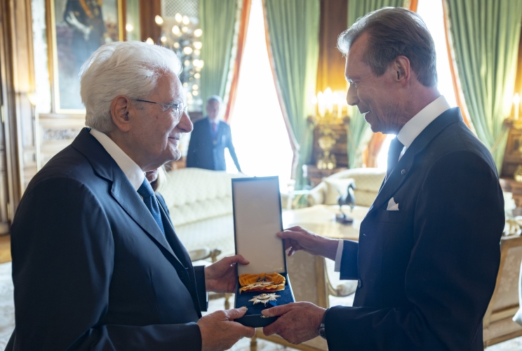 Il Presidente della Repubblica Sergio Mattarella con S.A.R. Il Granduca di Lussemburgo, Enrico di Lussemburgo, in occasione della visita ufficiale nel Granducato di Lussemburgo