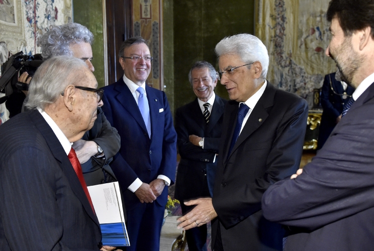 Il Presidente Sergio Mattarella in occasione della cerimonia di presentazione dei candidati ai Premi "David di Donatello" 2015