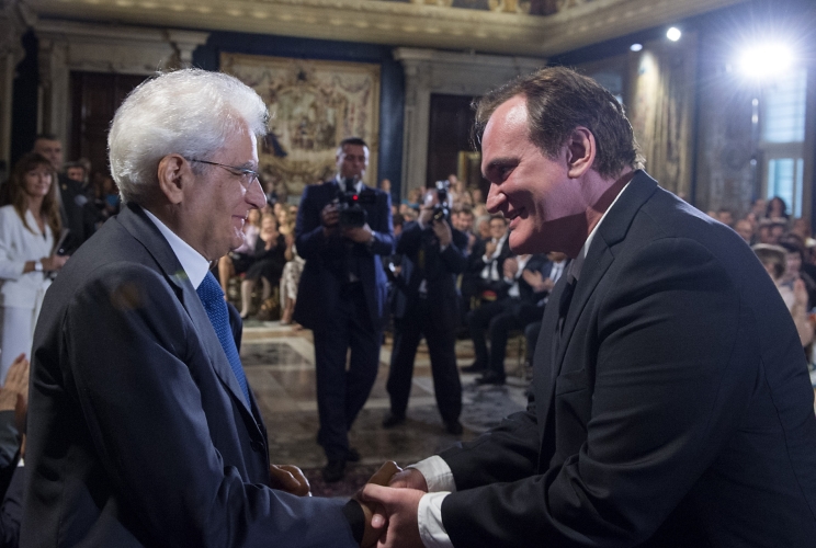 Il Presidente Sergio Mattarella con il regista Quentin Tarantino 