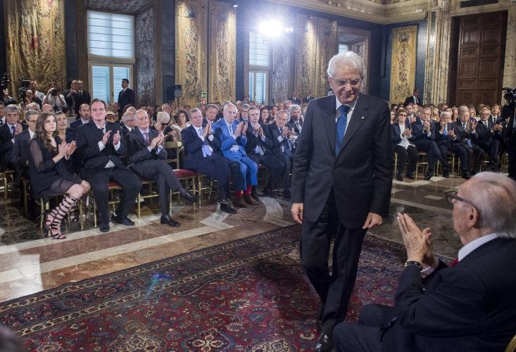 Il Presidente Sergio Mattarella al termine del suo intervento 