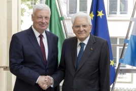Il Presidente della Repubblica, Sergio Mattarella, con il Presidente della Camera dei Deputati, Claude Wiseler