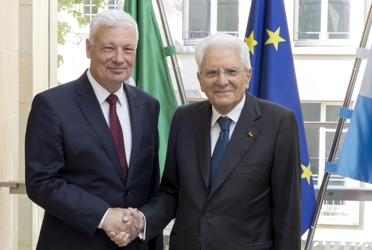 Il Presidente della Repubblica, Sergio Mattarella, con il Presidente della Camera dei Deputati, Claude Wiseler