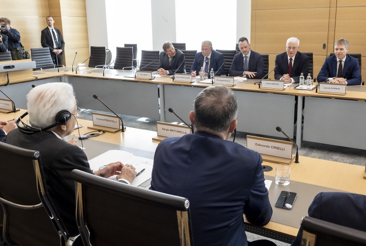 Il Presidente della Repubblica, Sergio Mattarella, con il Presidente della Camera dei Deputati, Claude Wiseler
