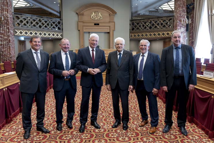 Il Presidente della Repubblica Sergio Mattarella con il Presidente della Camera dei Deputati, Claude Wiseler e i VIce Presidenti della Camera

