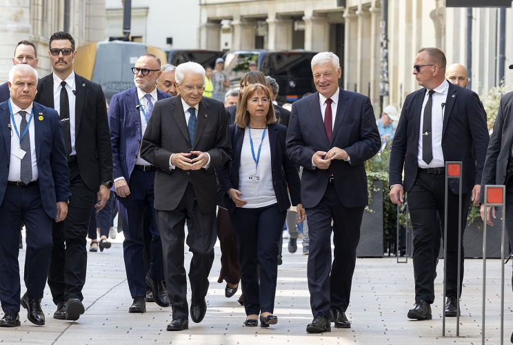 Il Presidente della Repubblica Sergio Mattarella con il Presidente della Camera dei Deputati, Claude Wiseler