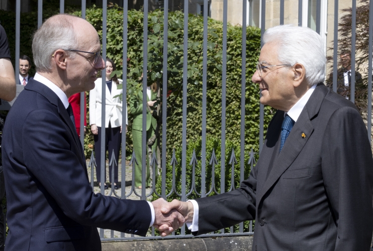 Il Presidente della Repubblica Sergio Mattarella con il Primo Ministro del Granducato di Lussemburgo, Luc Frieden