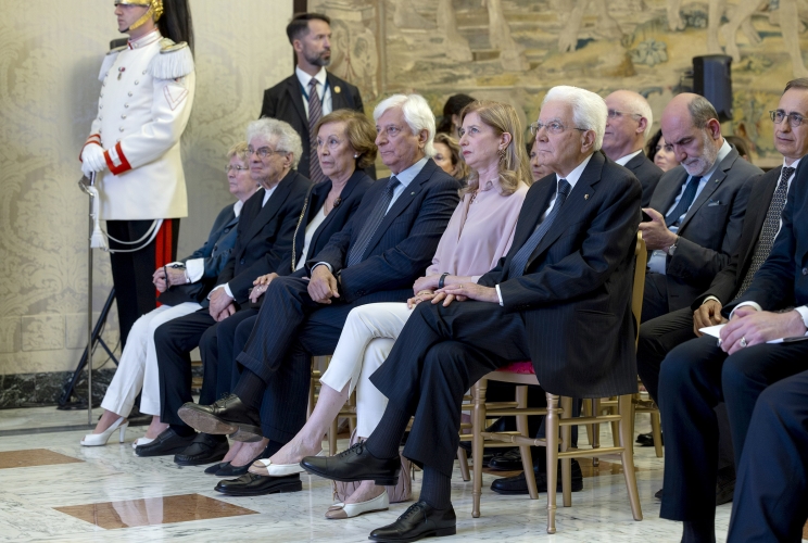 Il Presidente Sergio Mattarella nel corso della cerimonia di inaugurazione di parte della nuova sede della Biblioteca di Archeologia e Storia dell’Arte a Palazzo San Felice