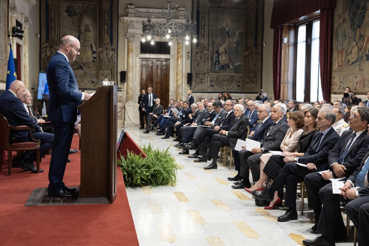 Il Presidente della Repubblica Sergio Mattarella in occasione della presentazione del Rapporto "per una strategia di sicurezza nazionale” di Futuri Probabili - Associazione per la Formazione del Capitale Umano
