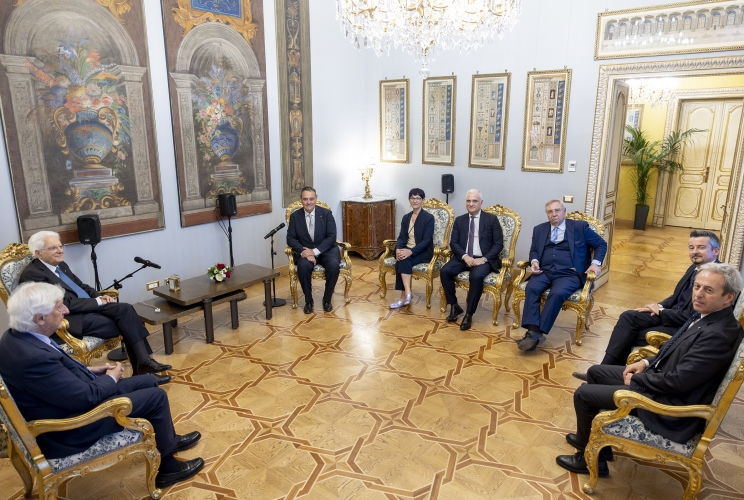 Il Presidente Sergio Mattarella con Stefano Besseghini, Presidente dell'Autorità di regolazione per Energia Reti e Ambiente unitamente ai componenti il Collegio