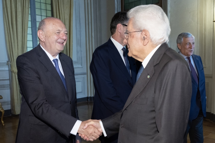 Il Presidente della Repubblica Sergio Mattarella con Gilberto Pichetto Fratin Ministro dell’Ambiente e della Sicurezza energetica, in occasione dell'incontro con i Ministri ed altri membri del Governo, in vista del Consiglio Europeo   
