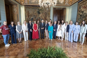 Il Presidente Sergio Mattarella con Lella Golfo, Presidente della Fondazione Marisa Bellisario, e Gianni Letta, Presidente della commissione esaminatrice del Premio, in occasione della presentazione delle vincitrici della XXXVII edizione del Premio Bellisario
