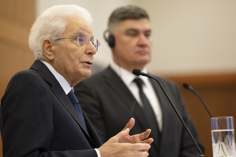 Il Presidente della Repubblica Sergio Mattarella con Zoran Milanović, Presidente della Repubblica di Croazia, durante le dichiarazioni alla stampa

