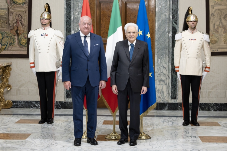 Il Presidente della Repubblica Sergio Mattarella con Christian Stocker, Cancelliere federale austriaco 
