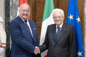 Il Presidente della Repubblica Sergio Mattarella con Christian Stocker, Cancelliere federale austriaco 
