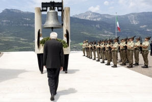 Il Presidente della Repubblica Sergio Mattarella alla cerimonia di celebrazione del Centenario della Campana dei Caduti di Rovereto.