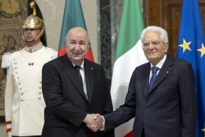 Il Presidente Sergio Mattarella con  S.E. il Signor Abdelmadjid Tebboune, Presidente della Repubblica Algerina Democratica e Popolare