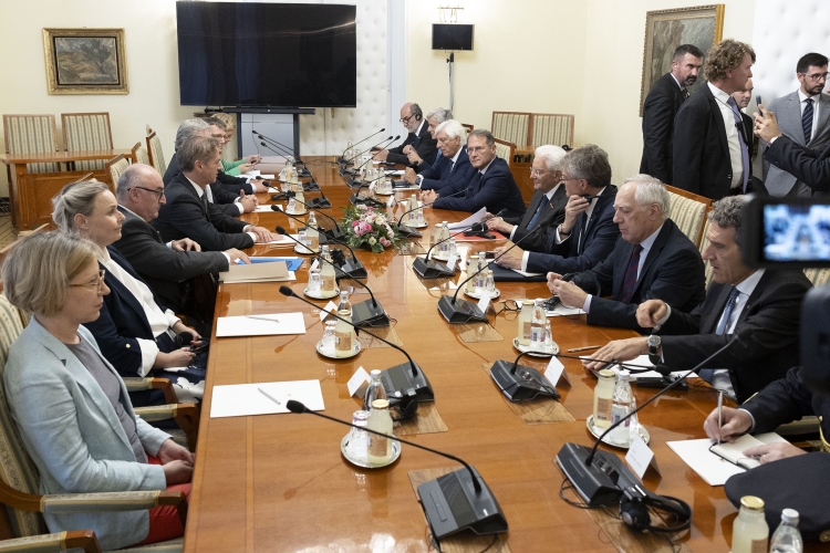 Il Presidente della Repubblica Sergio Mattarella con il Primo Ministro della Repubblica di Slovenia, Robert Golob, in occasione della Visita Ufficiale