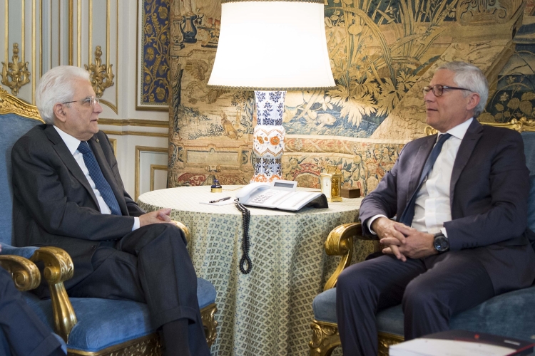 Il Presidente Sergio Mattarella con Giovanni Pitruzzella, Presidente dell'Autorità Garante della Concorrenza e del Mercato