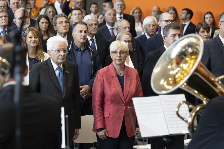 Il Presidente della Repubblica Sergio Mattarella con Nataša Pirc Musar, Presidente della Repubblica di Slovenia, in occasione della cerimonia di inaugurazione del Collegio dei Nobili
