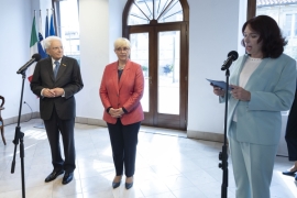 Il Presidente della Repubblica, Sergio Mattarella, con Nataša Pirc Musar, Presidente della Repubblica di Slovenia, a Palazzo Gravisi Buttorai, sede della Comunità Autogestita della Nazionalità Italiana di Capodistria
