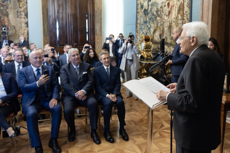 Il Presidente della Repubblica Sergio Mattarella in occasione della cerimonia di consegna del Premio Burgio 
