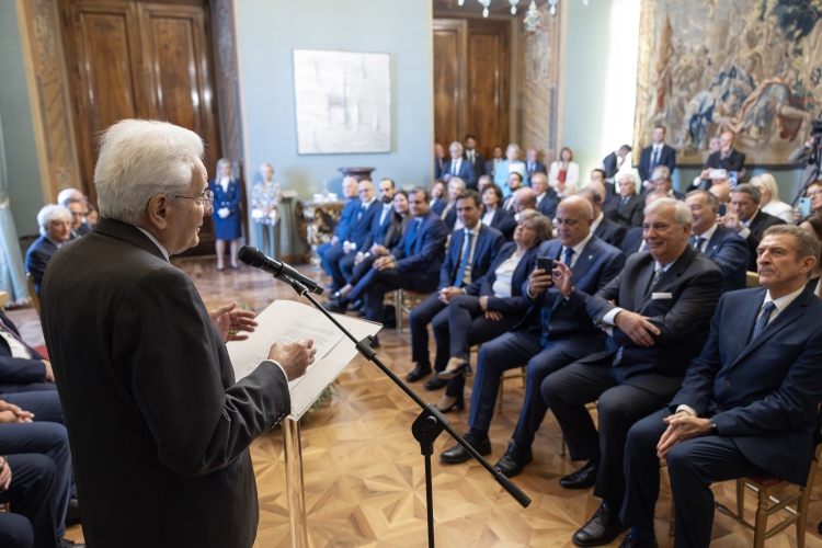Il Presidente della Repubblica Sergio Mattarella in occasione della cerimonia di consegna del Premio Burgio 
