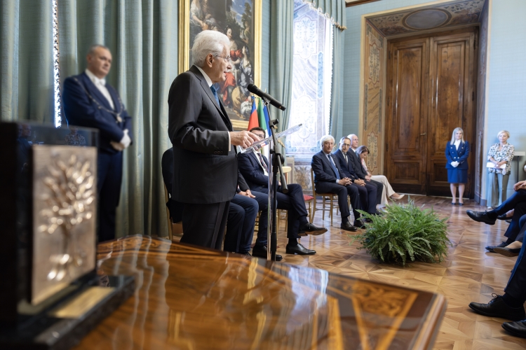 Il Presidente della Repubblica Sergio Mattarella in occasione della cerimonia di consegna del Premio Burgio 
