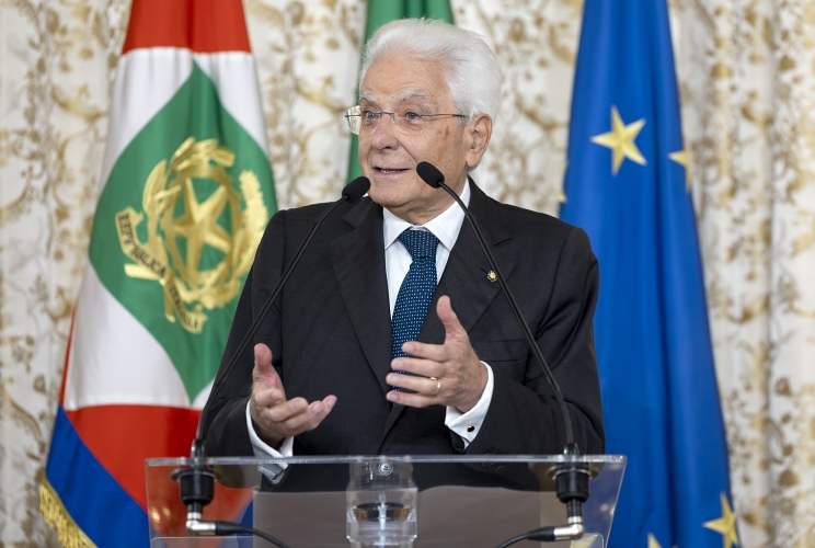 Il Presidente Sergio Mattarella in occasione dell'incontro con la nazionale femminile di pallacanestro vincitrice della medaglia di bronzo e con la nazionale maschile under 20 vincitrice della medaglia d’oro ai campionati europei 2025