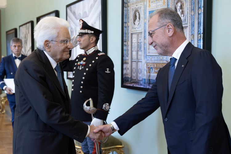 Il Presidente della Repubblica Sergio Mattarella con Giorgio Mulè, Vice Presidente della Camera dei Deputati
