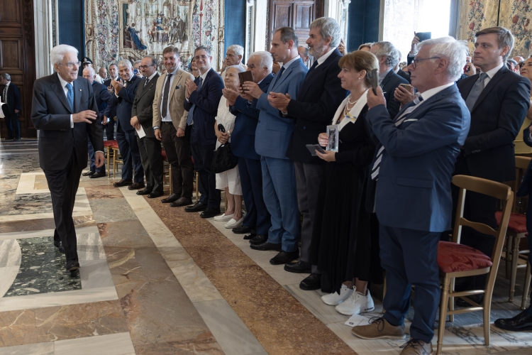 Il Presidente della Repubblica Sergio Mattarella in occasione della cerimonia della 1^ Giornata degli Internati italiani nei campi di concentramento tedeschi durante la seconda Guerra mondiale
