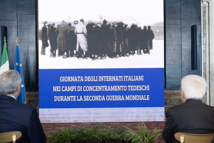 Il Presidente della Repubblica Sergio Mattarella in occasione della cerimonia della 1^ Giornata degli Internati italiani nei campi di concentramento tedeschi durante la seconda Guerra mondiale
