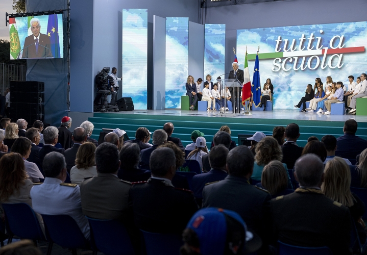 Il Presidente della Repubblica Sergio Mattarella alla cerimonia di inaugurazione dell’anno scolastico 2025-2026