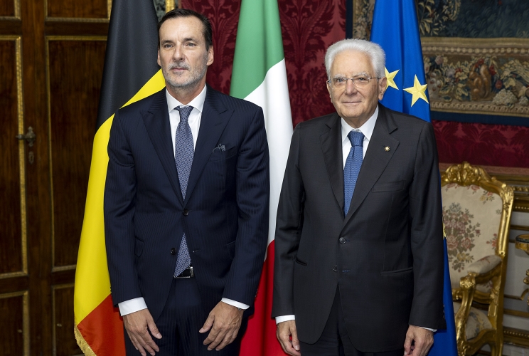 Il Presidente Sergio Mattarella con S.E. , il Signor Andy DETAILLE,nuovo Ambasciatore del Regno del Belgio, in occasione della presentazione delle Lettere credenziali