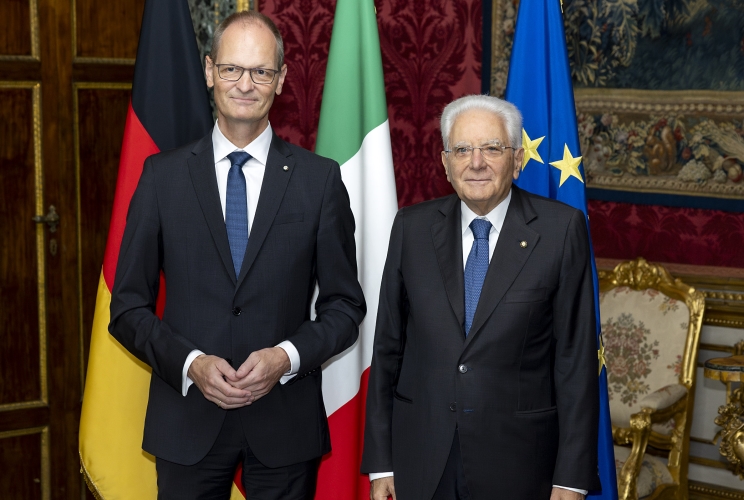 Il Presidente Sergio Mattarella con S.E.il Signor Thomas BAGGER, nuovo Ambasciatore della Repubblica Federale di Germania, in occasione della presentazione delle Lettere credenziali