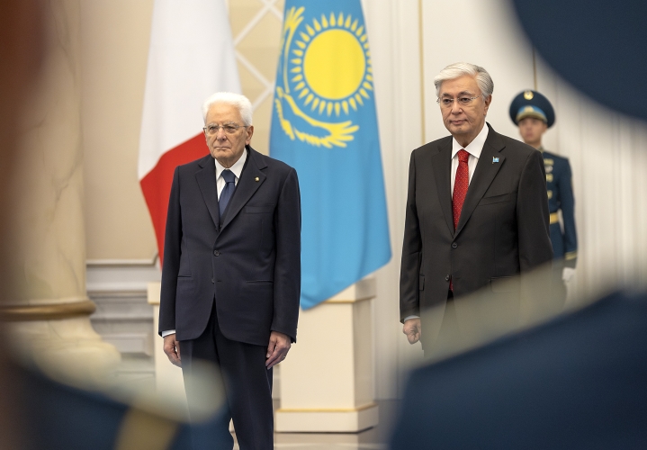 Il Presidente della Repubblica Sergio Mattarella con il Presidente della Repubblica del Kazakhstan, Kassym-Jomart Tokayev, in occasione della visita ufficiale in Kazakhstan