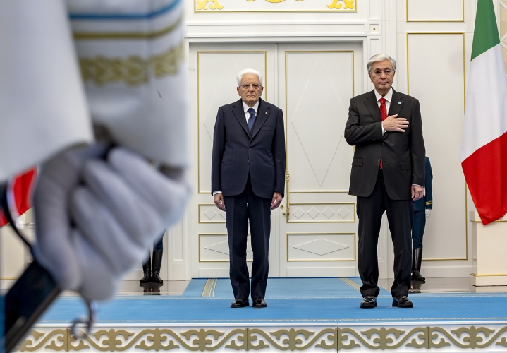 Il Presidente della Repubblica Sergio Mattarella con il Presidente della Repubblica del Kazakhstan, Kassym-Jomart Tokayev, in occasione della visita ufficiale in Kazakhstan