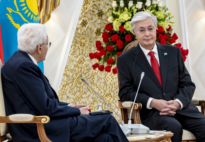 Il Presidente della Repubblica Sergio Mattarella nel corso dei colloqui con il Presidente della Repubblica del Kazakhstan, Kassym-Jomart Tokayev
