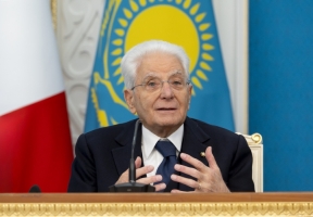 Il Presidente della Repubblica Sergio Mattarella nel corso delle dichiarazioni alla stampa, a margine dell'incontro con il Presidente della Repubblica del Kazakhstan, Kassym-Jomart Tokayev