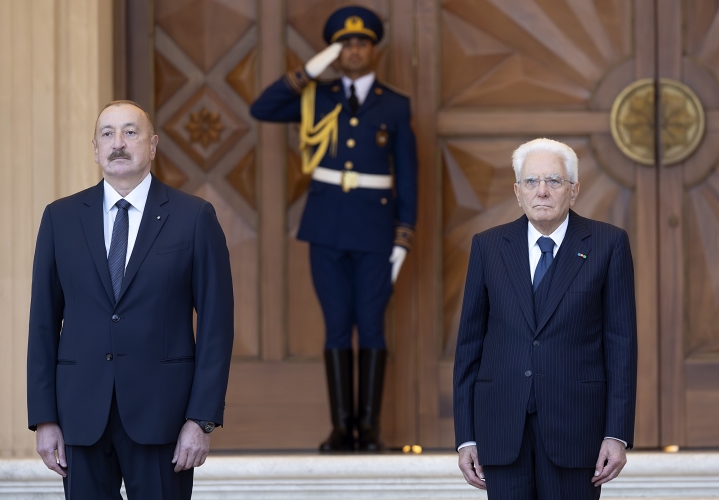 Il Presidente della Repubblica Sergio Mattarella con il Presidente della Repubblica dell'Azerbaigian Ilham Aliyev