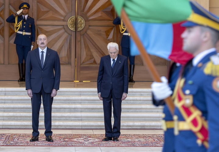 Il Presidente della Repubblica Sergio Mattarella con il Presidente della Repubblica dell'Azerbaigian Ilham Aliyev