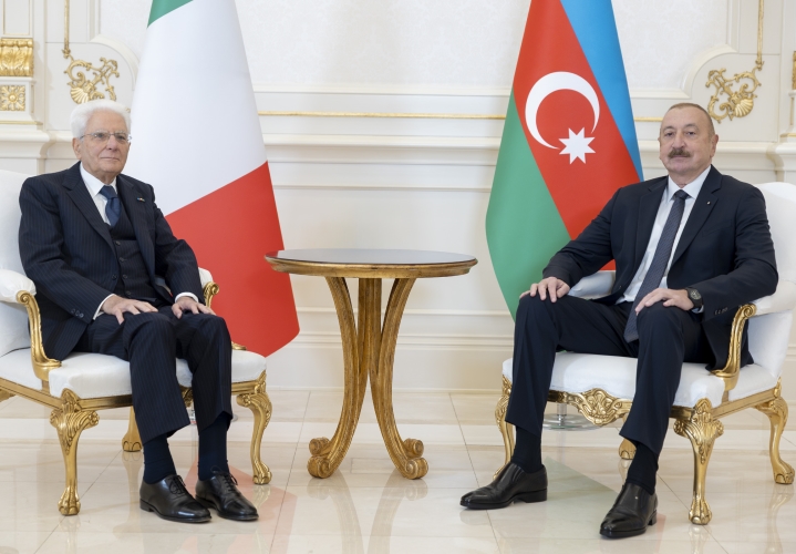 Il Presidente della Repubblica Sergio Mattarella con il Presidente della Repubblica dell'Azerbaigian Ilham Aliyev