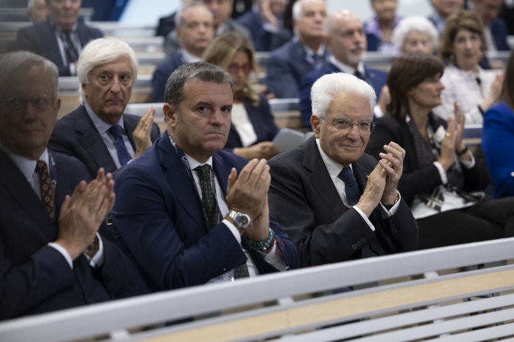 Il Presidente della Repubblica Sergio Mattarella alla presentazione del progetto di espansione del Centro Nazionale di Adroterapia Oncologica