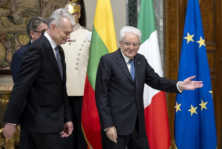 Il Presidente Sergio Mattarella con Gitanas Nauseda, Presidente della Repubblica di Lituania, in visita ufficiale