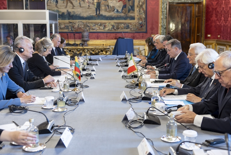 Il Presidente Sergio Mattarella e Gitanas Nauseda, Presidente della Repubblica di Lituania, in occasione dei colloqui