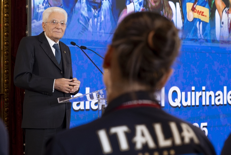 Il Presidente Sergio Mattarella rivolge il suo indirizzo di saluto in occasione dell'incontro con le nazionali di pallavolo femminile e maschile vincitrici dei rispettivi Campionati del mondo
