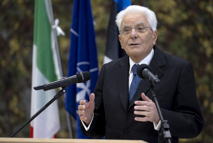 Il Presidente della Repubblica Sergio Mattarella rivolge il suo indirizzo di saluto in occasione dell'incontro con il contingente italiano della Task Force - 4° Stormo