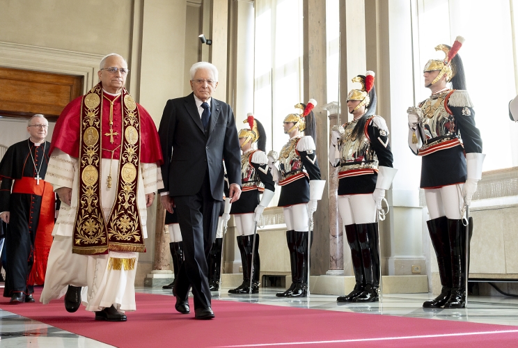 Il Presidente della Repubblica Sergio Mattarella con Sua Santità Leone XIV
