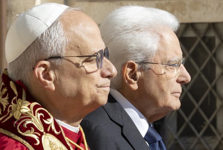 Il Presidente della Repubblica Sergio Mattarella con Sua Santità Leone XIV